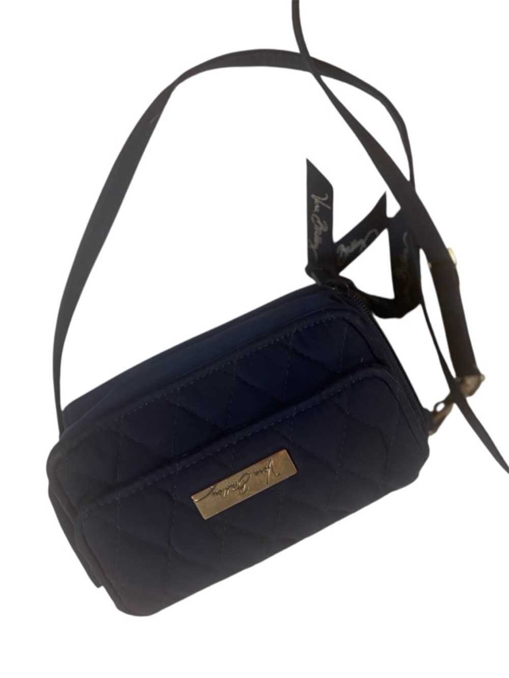 Vera Bradley Quilted Navy Crossbody with Gold Plaque Accent